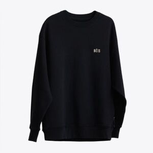 BEIS Logo The Crewneck Oversized Sweatshirt in Black